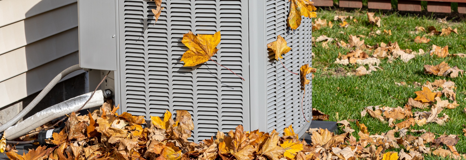 air conditioner unit with leaves