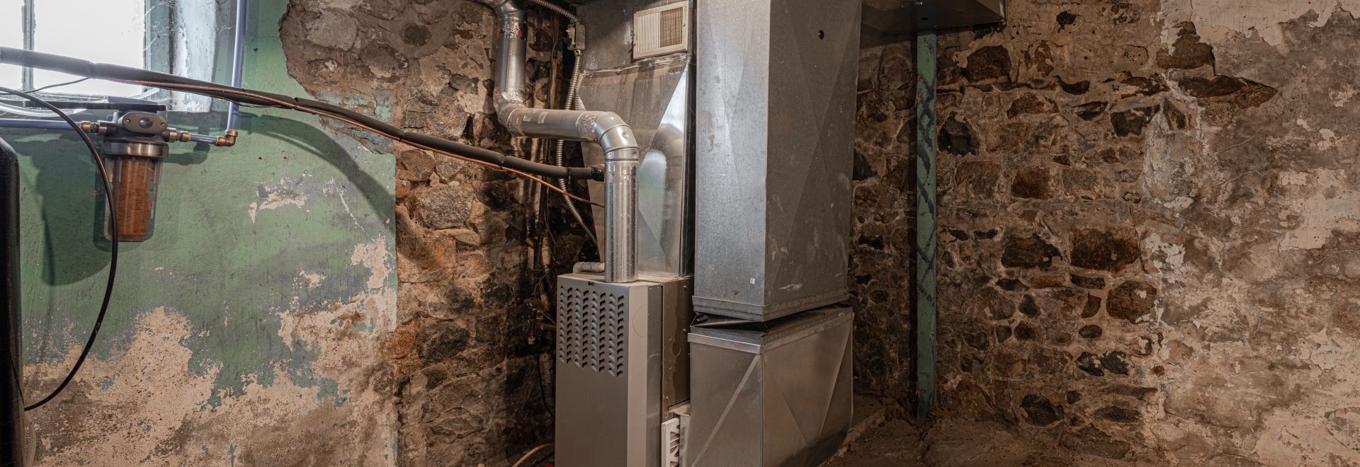 old furnace in a basement